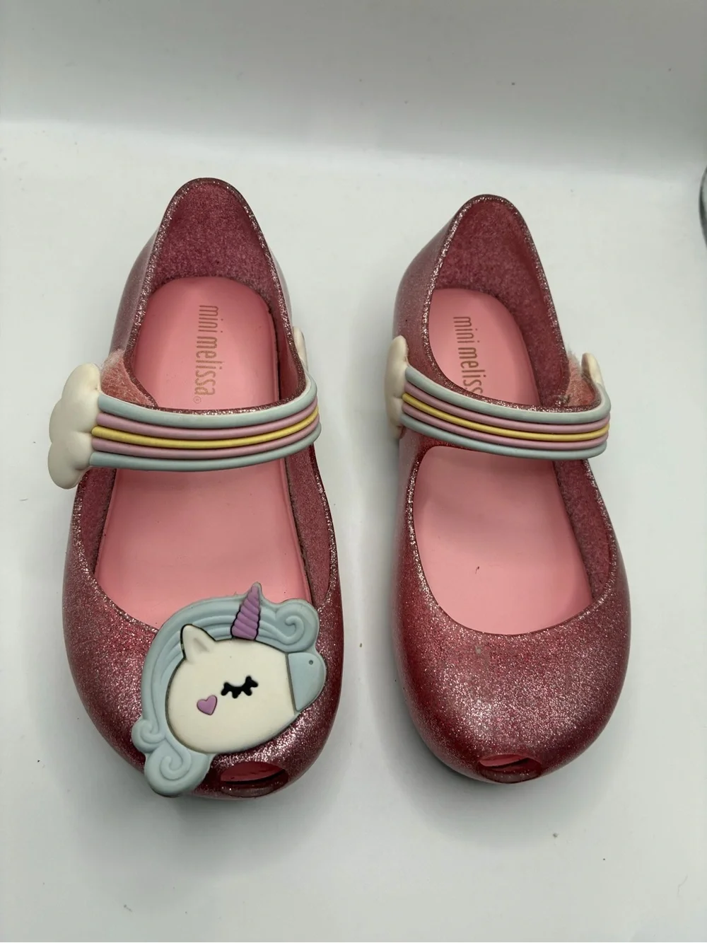 Mini Melissa Ultragirl Unicorn Mary Jane Flats Pink Glitter Toddler Girls Size 8